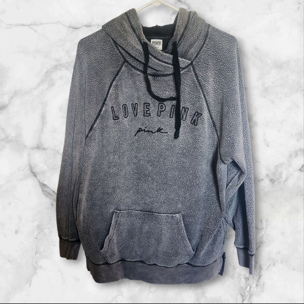 PINK Victoria's Secret Love Pink Vintage Looking Pullover Hoodie- Womens Size M